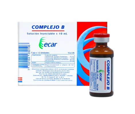 Ecar Complejo B Solución Inyectable (25 mg/5 mg/50 mg/50 mg)