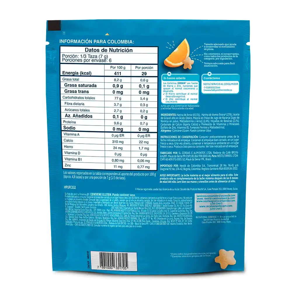 Snack para bebés GERBER Nutripuffs Banana Naranja Bolsa x 42g