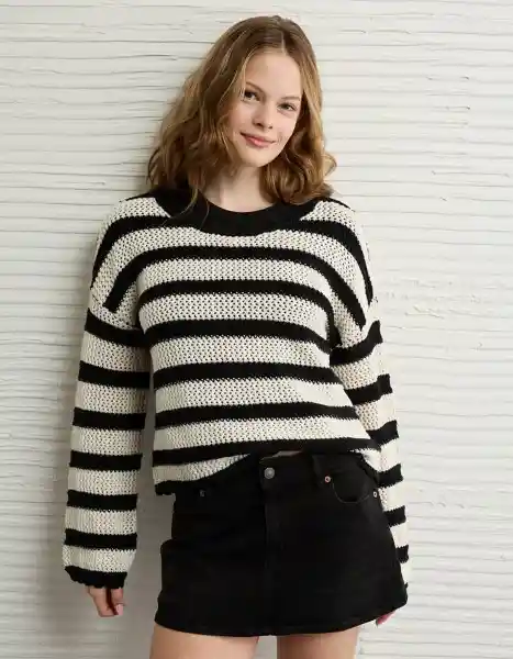 Suéter Tejido Mujer Negro Talla Large 1653032 American Eagle