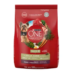 Comida para perro Purina One adultos minis y pequeños Pollo y Carne X 500gr
