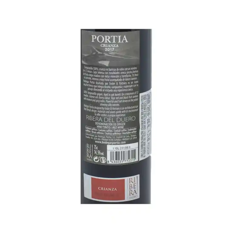 Portia Vino Tinto Crianza 2017 Tempranillo