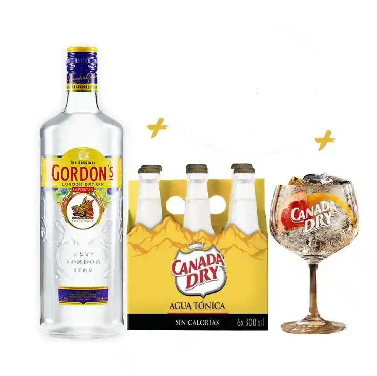  Gordon's Ginebra 700 mL Six Pack Canada Dry 0 Copa 