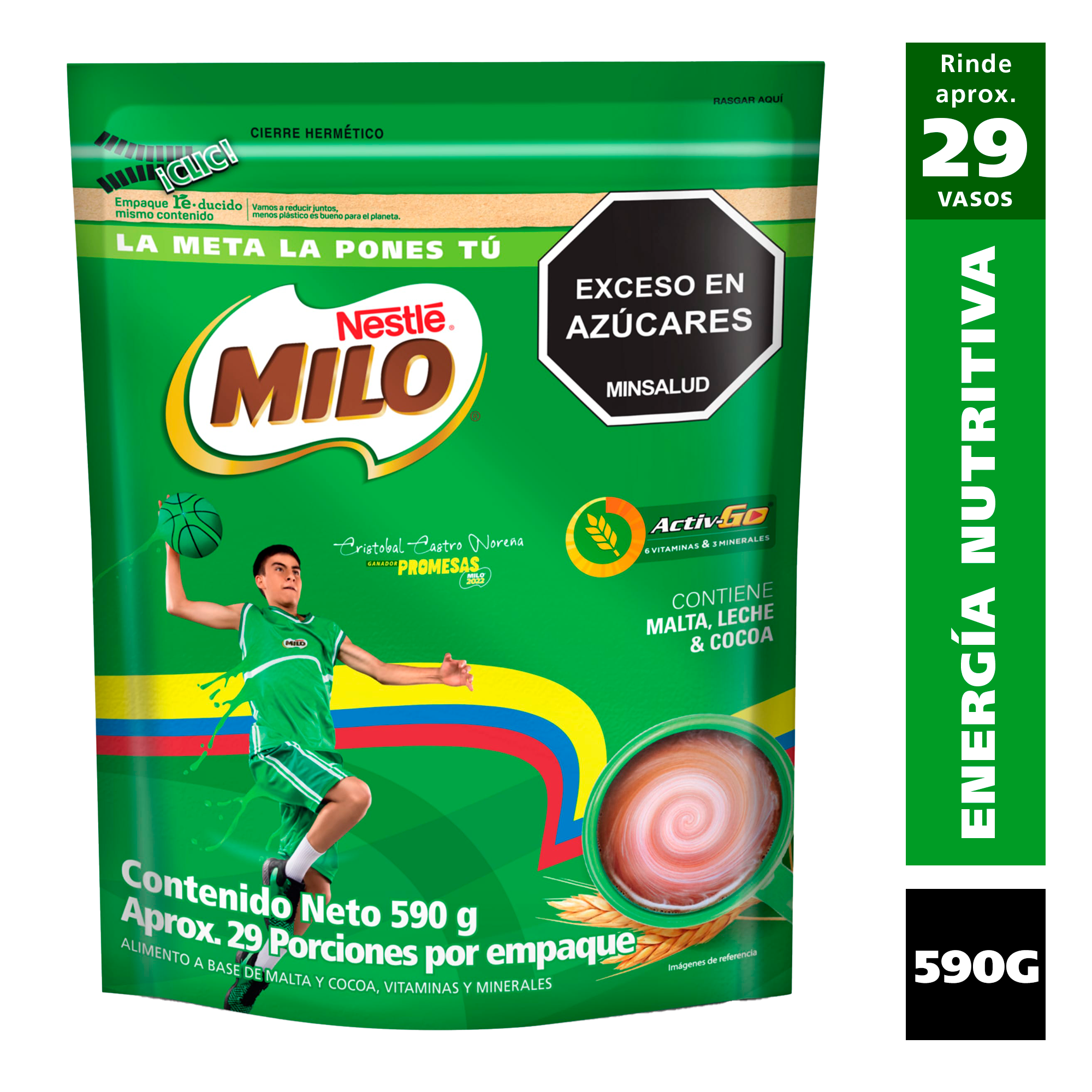 Bebida achocolatada con malta MILO ACTIV-GO x 590g