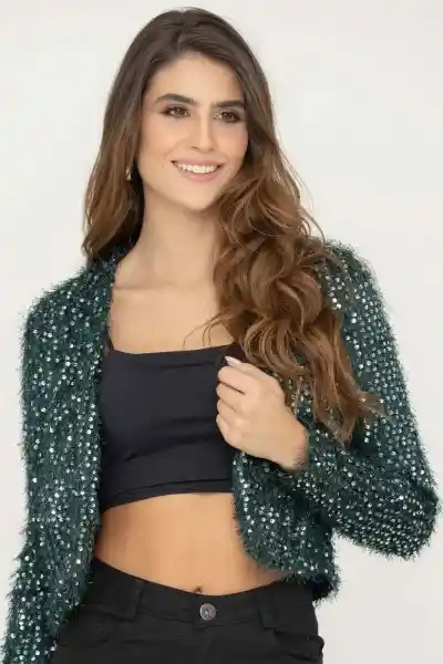 Chaqueta Brillo Color Verde Oscuro Talla M Ragged