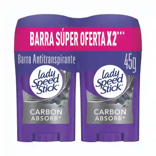 Speed Stick Desodorante Mujer Lady Carbon Absorb Stick 2 x 45 g