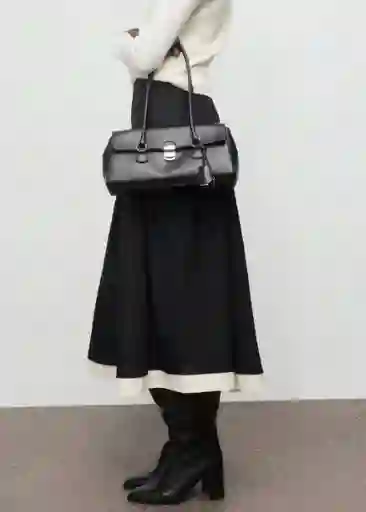 Falda Olivia Negro Talla 38 Mujer Mango