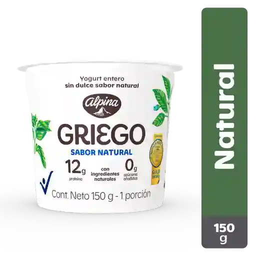 Alpina Yogurt Griego Entero Sabor Natural 