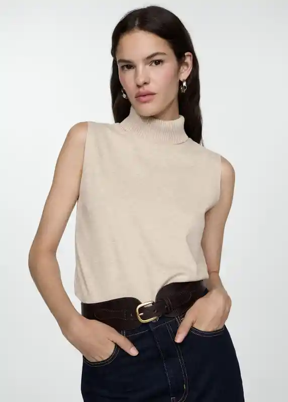 Top Michigan Beige Talla 24 Mujer Mango