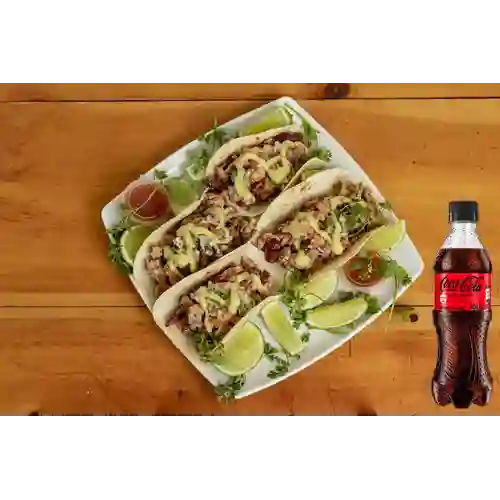 Combo 4 Tacos Ideales Mixtos +Cocacola S/az 400ml