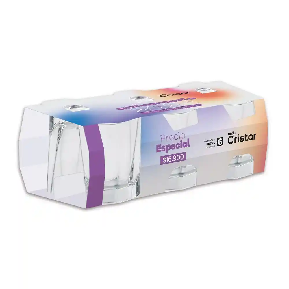 Set X 6 Vasos Mozart Cortos Cristar 0095cl6aniv25