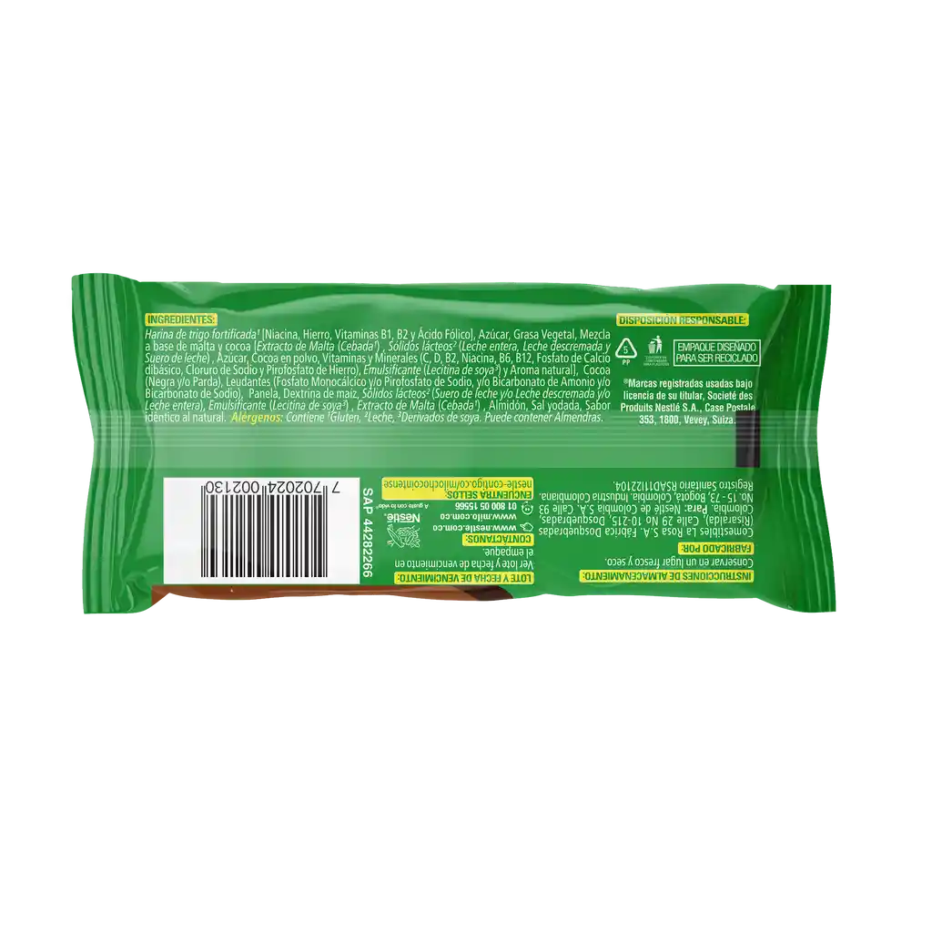 MILO Choco Intense galleta de chocolate rellena con crema de Milo x 36g