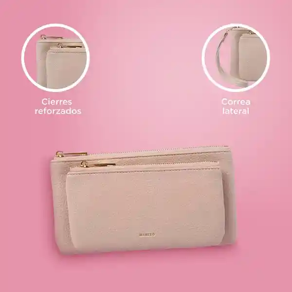 Bolso Cartera Multiuso Con Asa de Mano Color Negro Serie Miniso