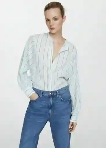 Camisa Bamboo Azul Talla M Mujer Mango