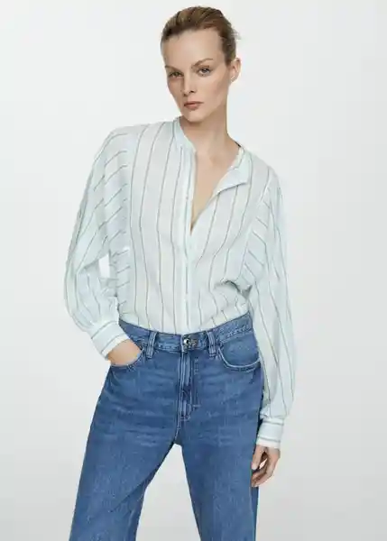 Camisa Bamboo Azul Talla M Mujer Mango