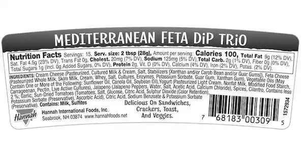Hannah Aderezo Mediterráneo Feta Trío
