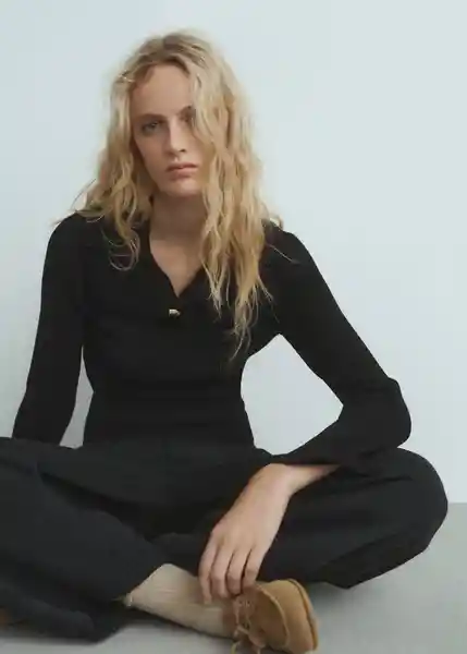 Saco Jersey Button Negro Talla XS Mujer Mango