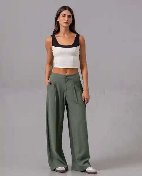 Pantalón Con Prences Mujer Verde Velado Medio T 8 93336 Rifle