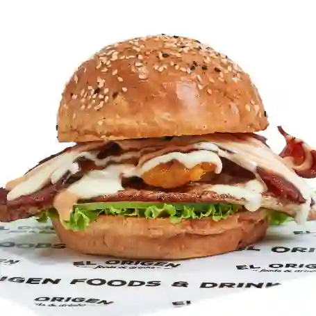 Hamburguesa pollo y maduro