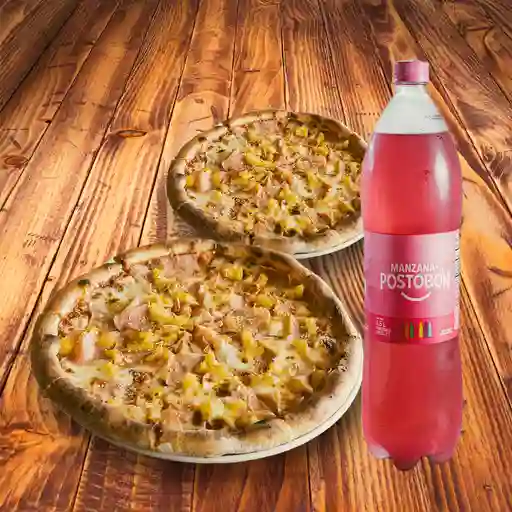 2X pizza Hawaiana y Gaseosa 1.5 lt