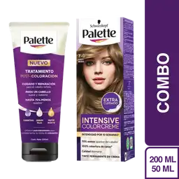 Combo Tinte Palette Color Creme 7-0 Rubio Medio + Tratamiento