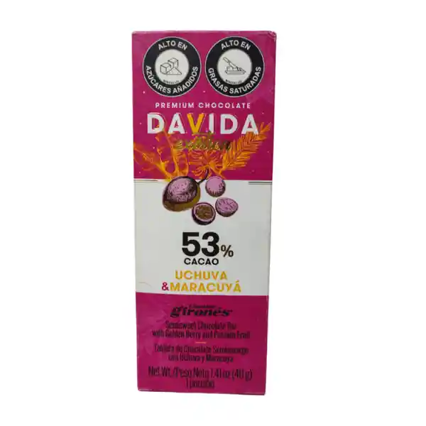 Davida Chocolate Tableta Uchuva Maracuyá