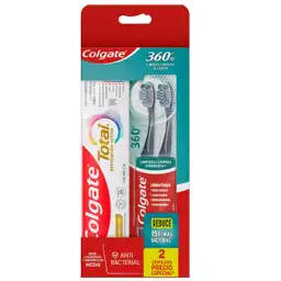 Cepillo Dental Colgate 360 Medio X 2 Und + Crema Dental Colgate Total 12 X