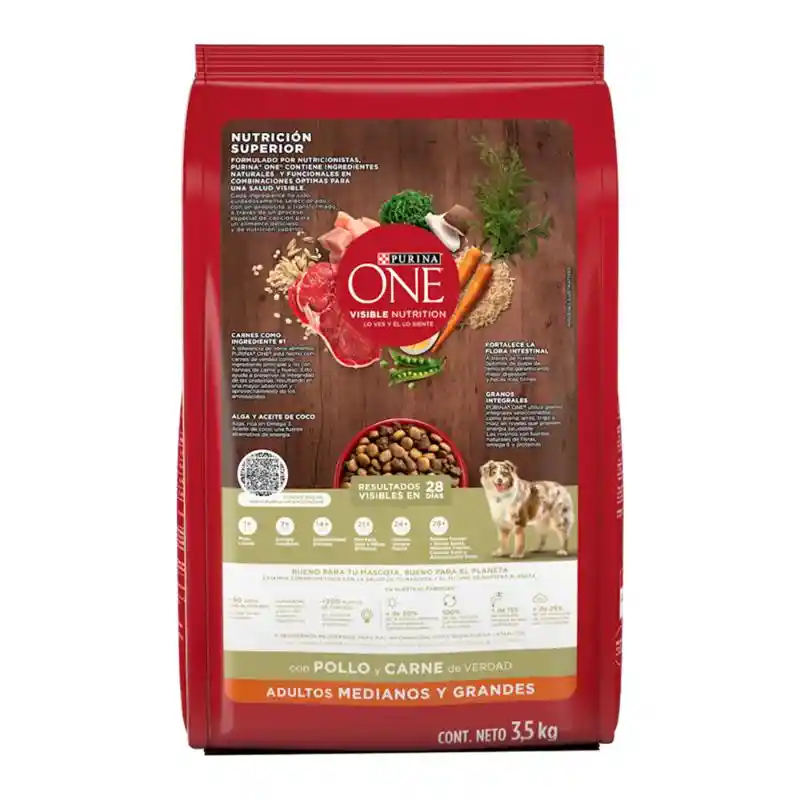 Comida para perro Purina One adultos medianos y grandes pollo y carne X 3,5kg