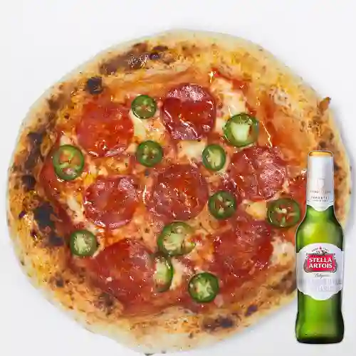 Combo Pizza Vibora + Cerveza Stella Artois Bot. 330ml