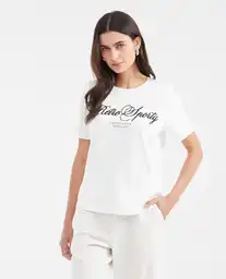 Camiseta Retro Sporty Graphic Tee Crudo Pristino T M Chevignon