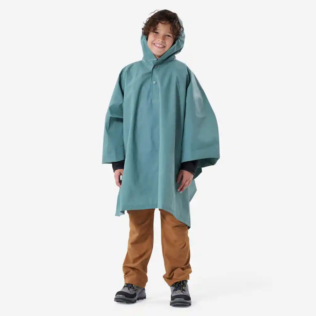 Capa Impermeable de Senderismo Para Niños 126 a 156 Cm Azul/verde