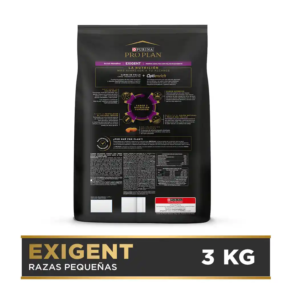 Comida para perros adultos paladares exigentes razas pequeñas Purina Pro Plan x 3 kg