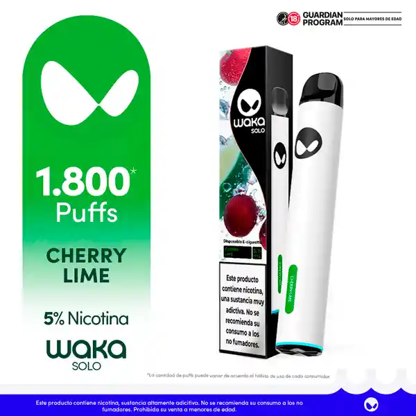 Waka Vapeador Solo Cherry Lime-5% 1800 Puff