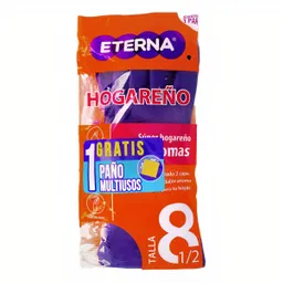 Eterna Guante Hogareño Talla 8.5 Antibacterial + Paño Multiusos