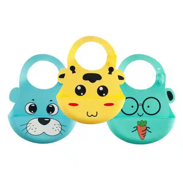 Papu Baby Set Baberos Suaves de Silicón Alimenticio Animales