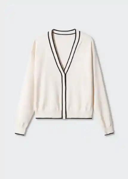 Chaqueta Cárdigan Pipping Crudo Talla S Mujer Mango