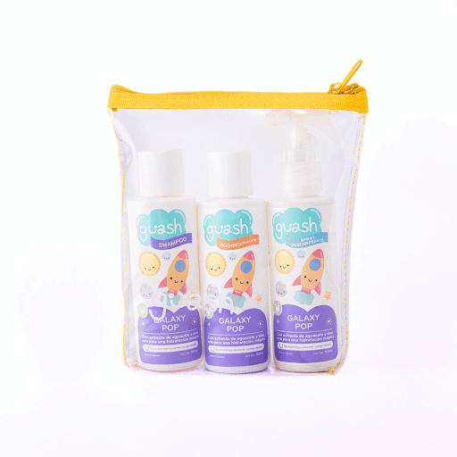 Kit Viajero Guash Galaxypop Shampoo Acondicionador y Spray Desenredante