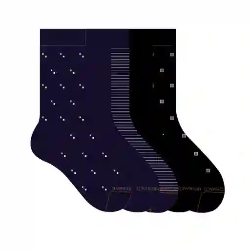 Medias Formales Largo Tradicional Hombre Lyon Print X5 Punto Blanco Talla 10-12