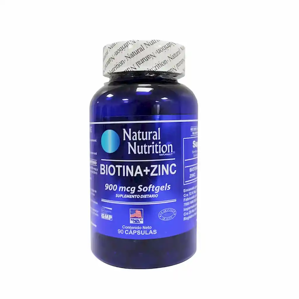 Natural Nutrition Biotina+Zinc 900Mcg/3.75Mg X 90 Capsulas