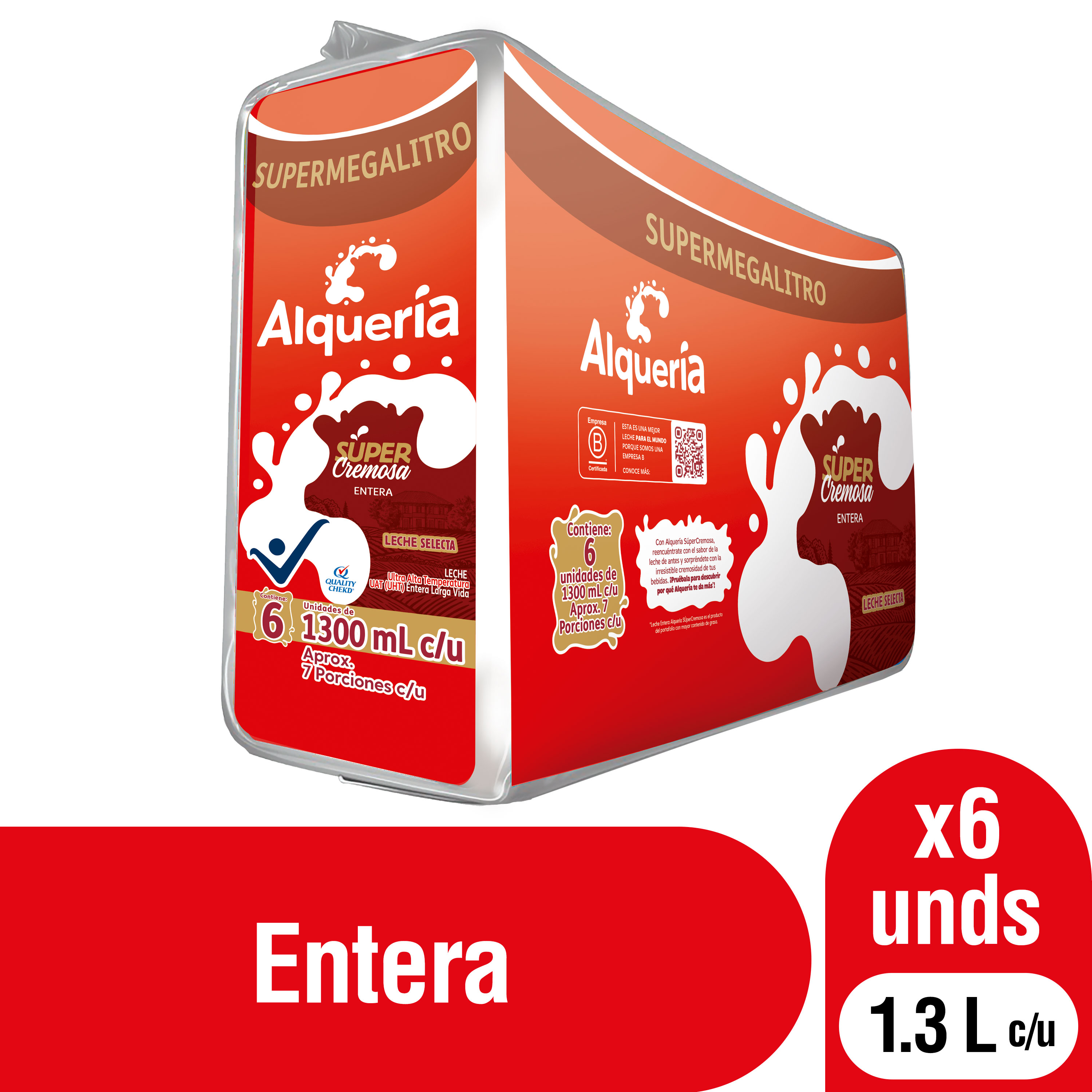 Alquería Leche Entera Selecta Super Cremosa 6 x 1300 ml