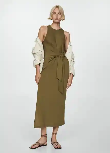 Vestido Bacalar Khaki Talla 27 Mujer Mango