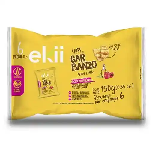 Chips de Garbanzo Arroz y Maíz - Ekii X 6 Uds