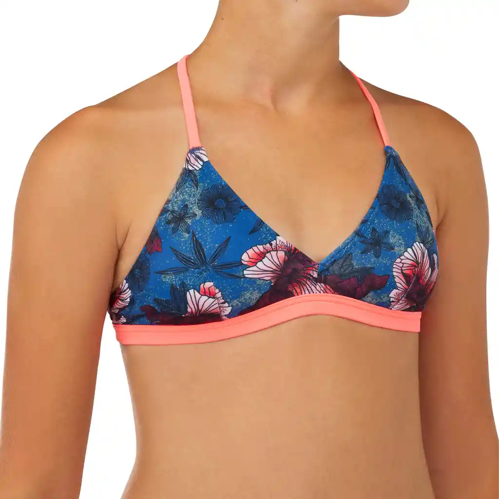 Top de Bikini de Surf Para Niña Olaian 500 Azul