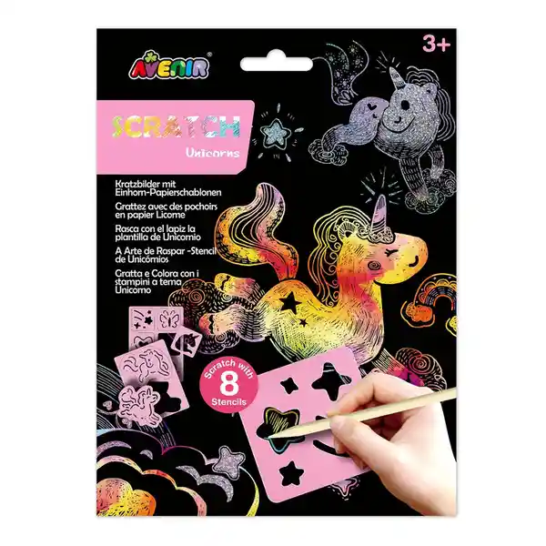 Scratch Raspar Con Plantillas de Unicornios