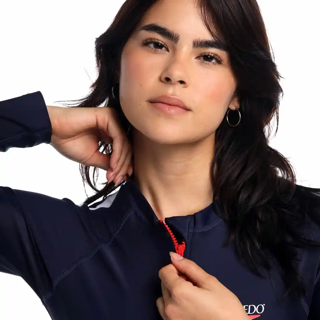 Vestido de Baño Manga Larga Peacoat Jet Mujer Azul-34