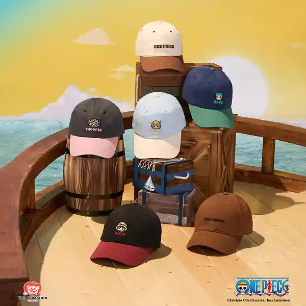 Gorra de Béisbol Bordada Luffy One Piece Negro y Rojo Miniso