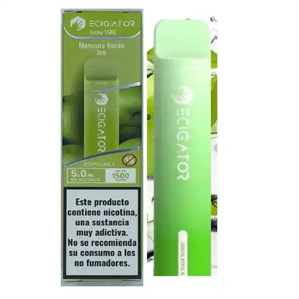 Ecigator Vapeador Manzana Verde Ice 1500 Puffs 5%