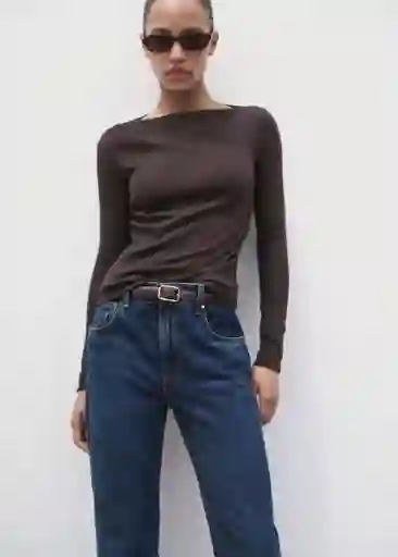 Camiseta Lilobar Chocolate Talla XS Mujer Mango