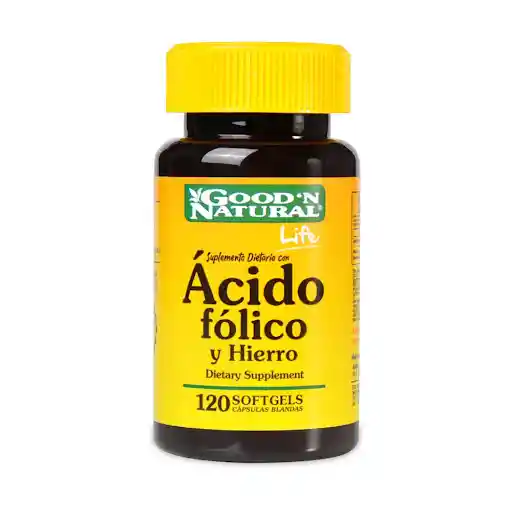 Suplemento Dietario Ácido Fólico + Hierro 400g/ 20 Mg Good´n Natural Frasco