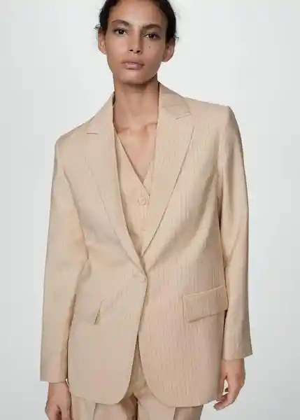 Blazer Clavel Beige Talla L Mujer Mango