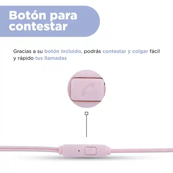 Audífonos Con Cable de Media Rosa Modelo W001031 Miniso